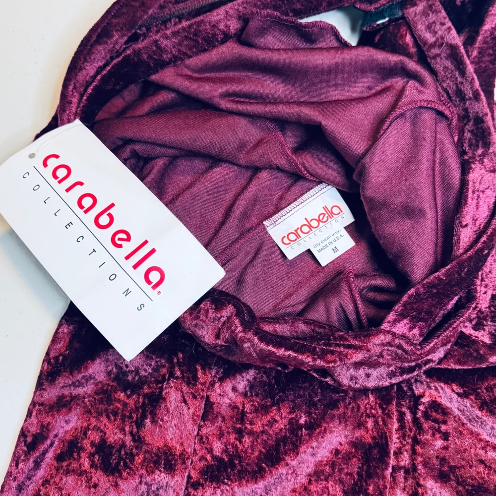 NWT VTG Carabella Y2K Crushed‎ Velvet High Neck Cutout Backless Midi Dress M - Picture 9 of 9